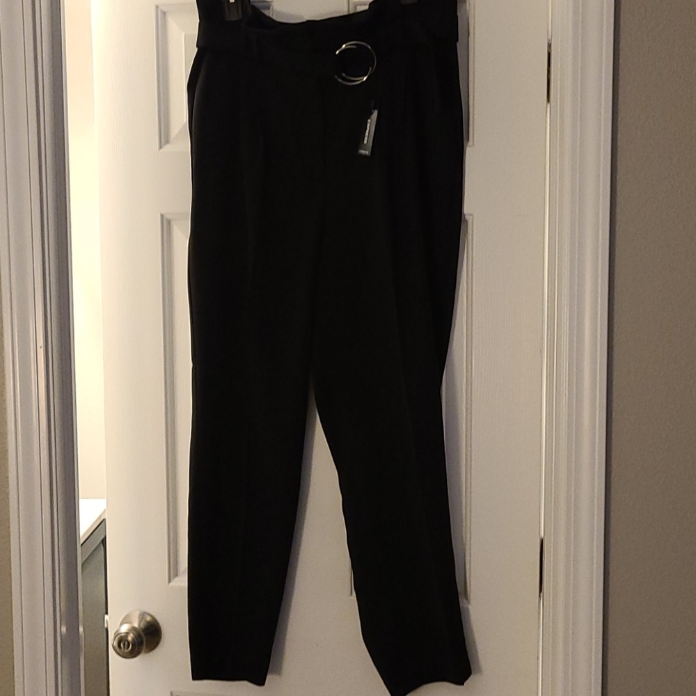 high waisted o-ring paperbag ankle pant